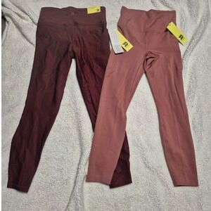 All in Motion Womens Effortless Support Pocketed Leggings Maroon Pink S 2 Pack